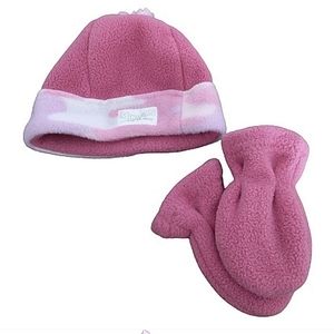 3 mo Minikins Pink Fleece Hat and Mittens Set